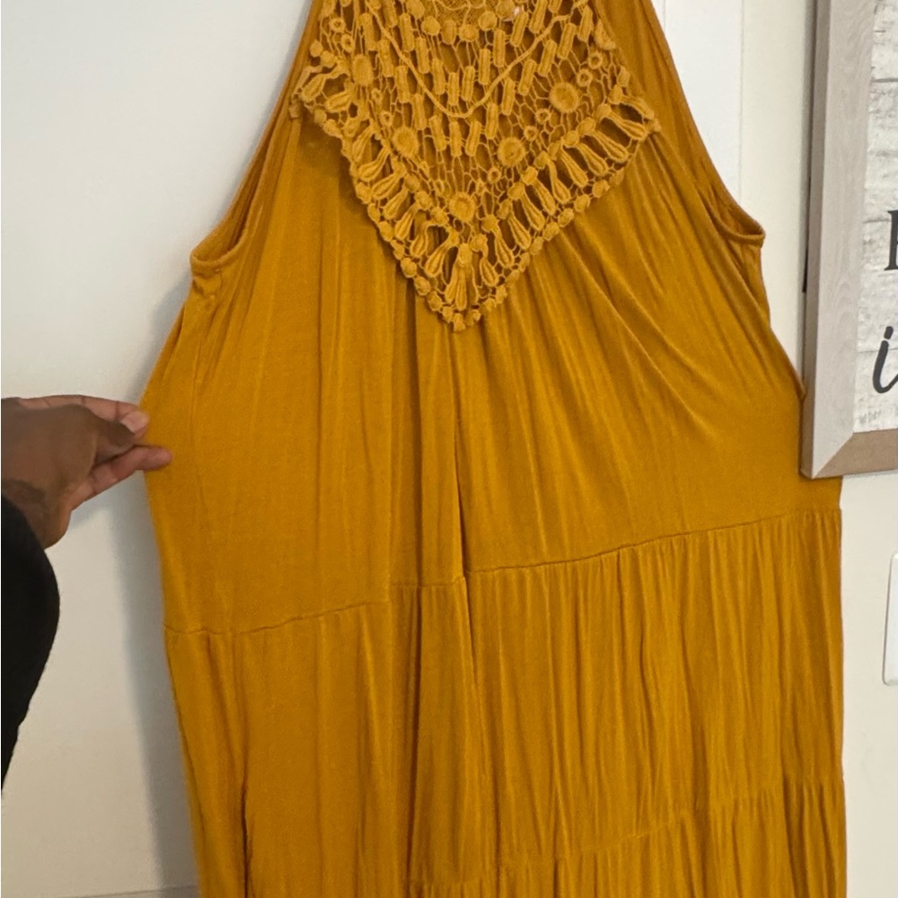 Three Bird Nest Mustard Strapless Dress